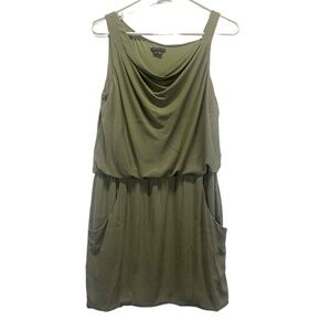 Theory Jaylyn Rove Olive Green Women's Flowy‎ Draped Sleeveless Dress Size 4